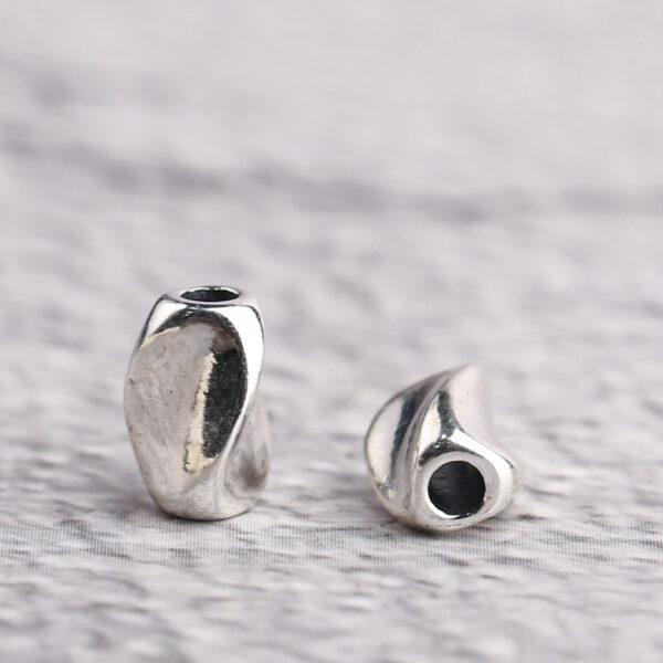 s925 sterling silver twist shape bead, oxidized silver twist bead - Image 3