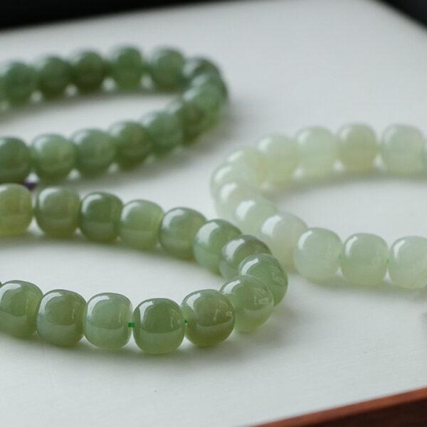 drum shape 7A natural Nephrite jade beaded bracelet - Image 3