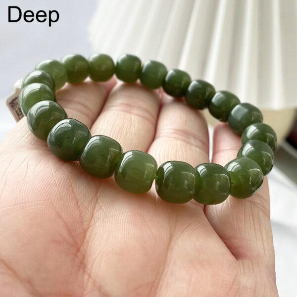 drum shape 7A natural Nephrite jade beaded bracelet - Image 6