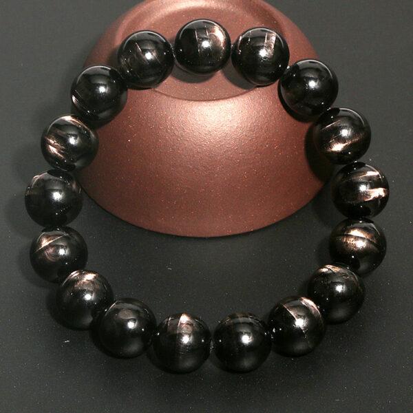 7mm - 14mm round shape 7A natural Hypersthene beaded bracelet - Image 3