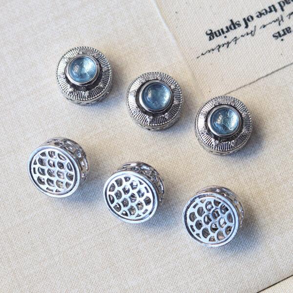 round shape natural aquamarine bead inlaid copper bead - Image 4