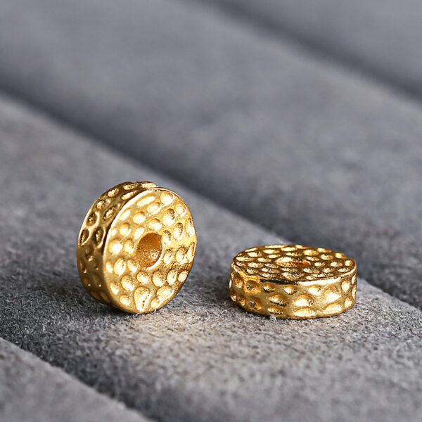 small pits pattern gasket shape gild s925 sterling silver bead, golden gasket bead - Image 4