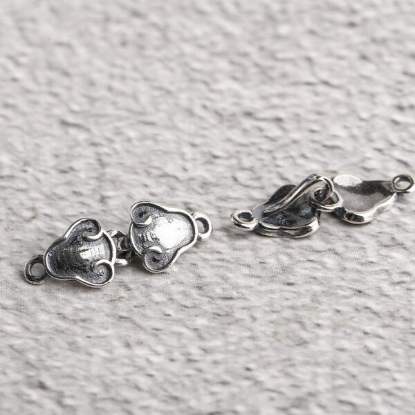cloud and flower pattern s925 sterling silver clasp bead, oxidized silver clasp - Image 4
