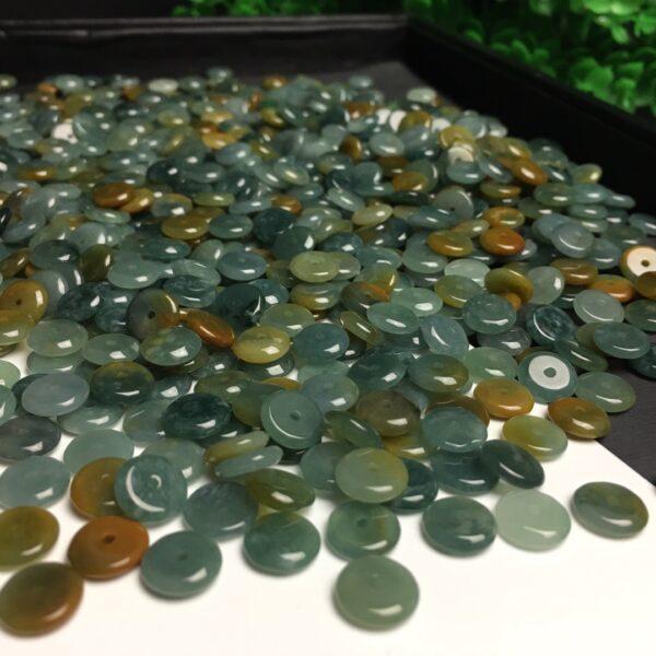 rondelle shape natural blue and yellow jadeite bead - Image 4
