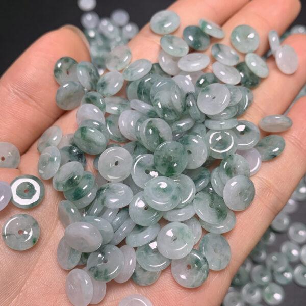 rondelle shape genuine natural mixed green jadeite bead, jade bead - Image 4