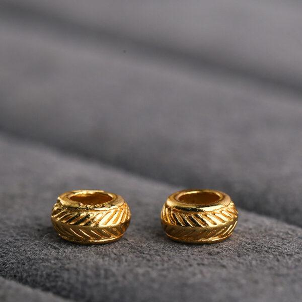 feather pattern gild s925 sterling silver ring bead, golden ring bead - Image 4
