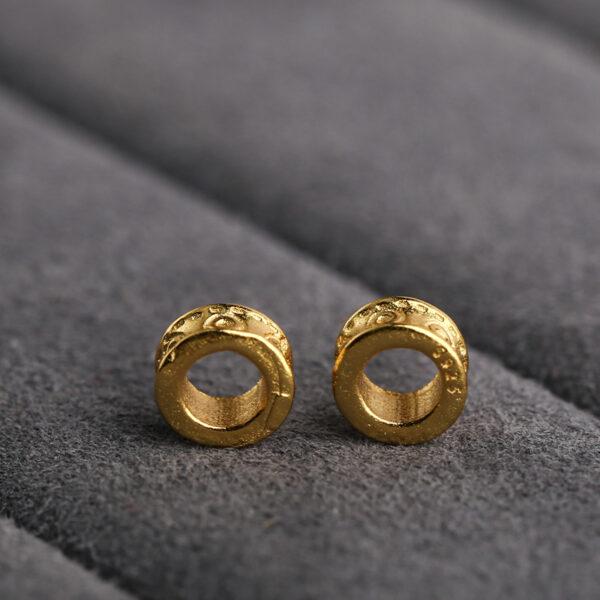 circle pattern gild s925 sterling silver ring bead, golden ring bead - Image 4