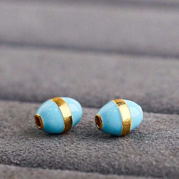 oval shape gild sterling silver bead, colorful enamel oval bead - Image 4