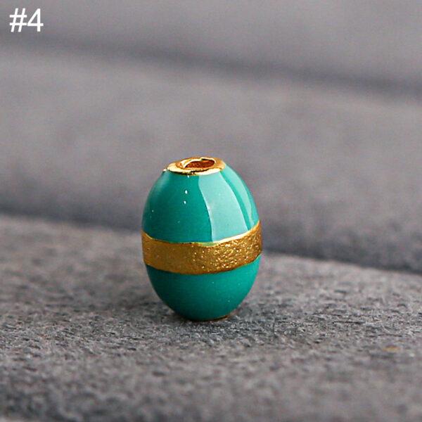 oval shape gild sterling silver bead, colorful enamel oval bead - Image 9