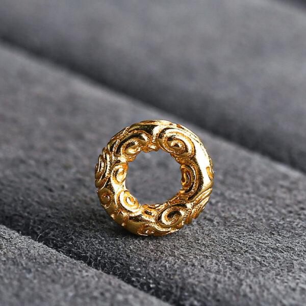 cloud pattern gild s925 sterling silver ring bead, golden ring bead - Image 4