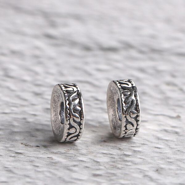 s925 sterling silver flower pattern gasket bead, oxidized silver spacer bead - Image 4