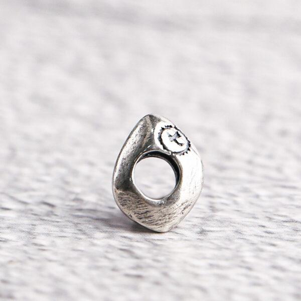 s925 sterling silver bird pattern irregular shape bead, oxidized silver bird bead - Image 4