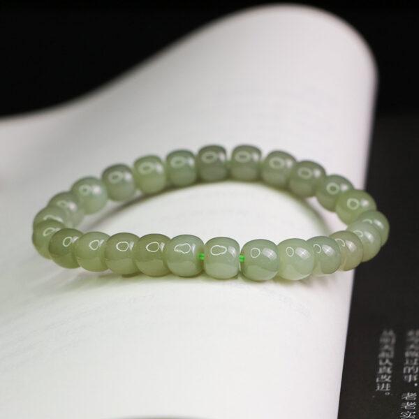 drum shape 5A natural Nephrite jade beaded bracelet - Image 4