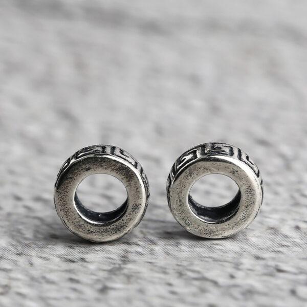 fret pattern ring shape s925 sterling silver bead, oxidized silver ring bead - Image 4