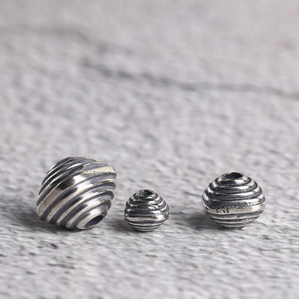 thread pattern square shape s925 sterling silver bead, oxidized silver square bead - Image 4