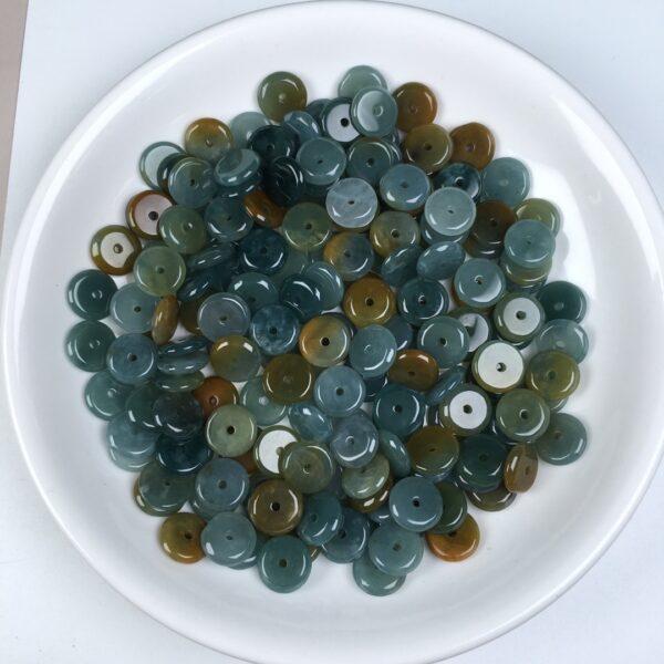 rondelle shape natural blue and yellow jadeite bead - Image 5