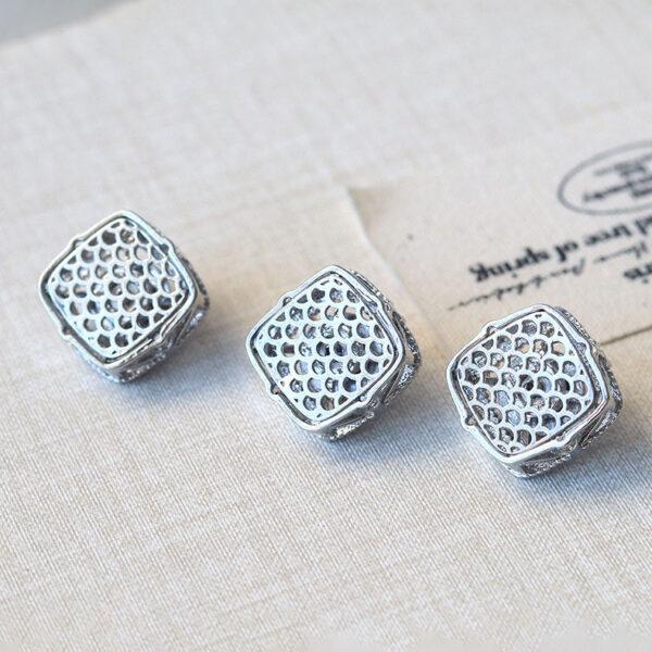 square shape natural moonstone bead inlaid copper bead - Image 5