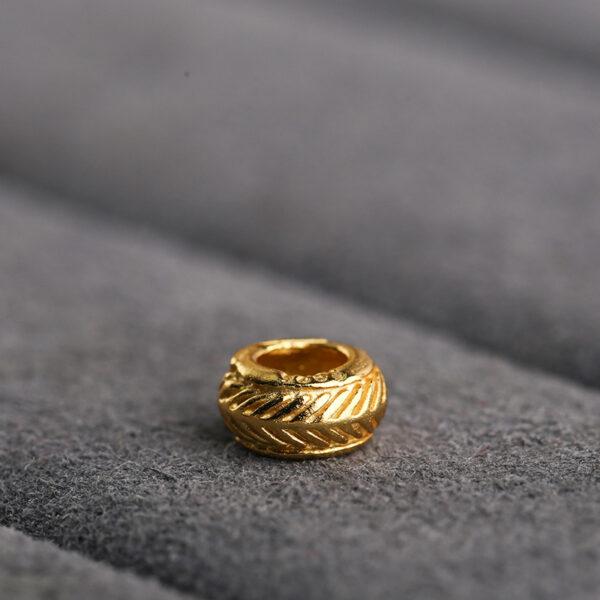 feather pattern gild s925 sterling silver ring bead, golden ring bead - Image 5