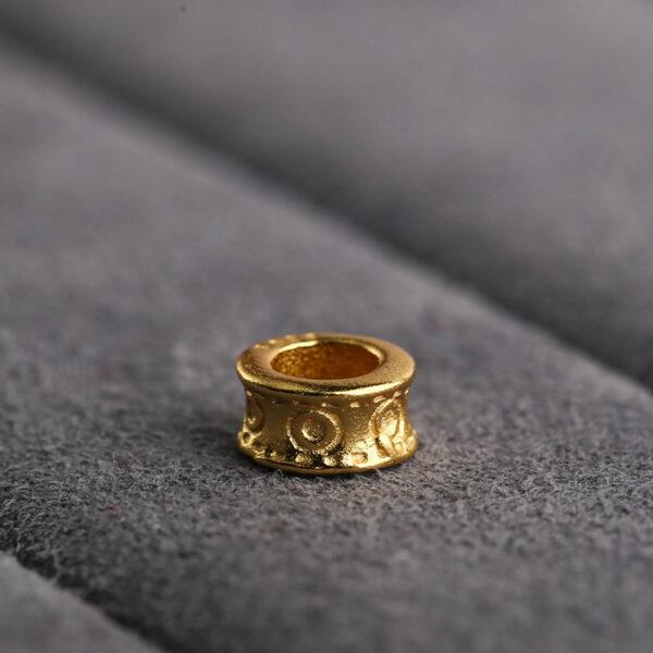 circle pattern gild s925 sterling silver ring bead, golden ring bead - Image 5