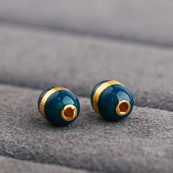 oval shape gild sterling silver bead, colorful enamel oval bead - Image 5