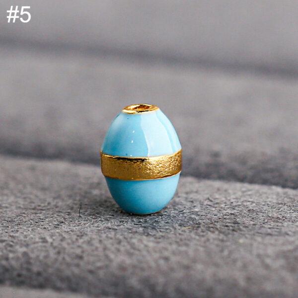 oval shape gild sterling silver bead, colorful enamel oval bead - Image 10