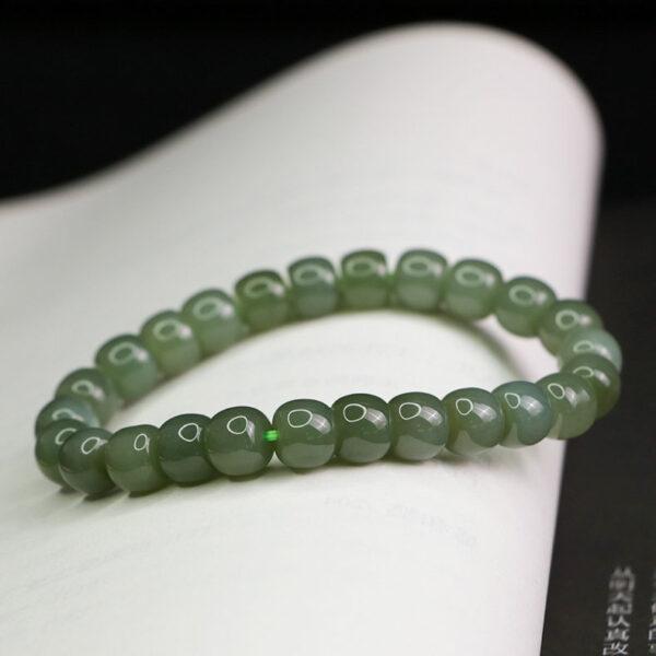 drum shape 5A natural Nephrite jade beaded bracelet - Image 5