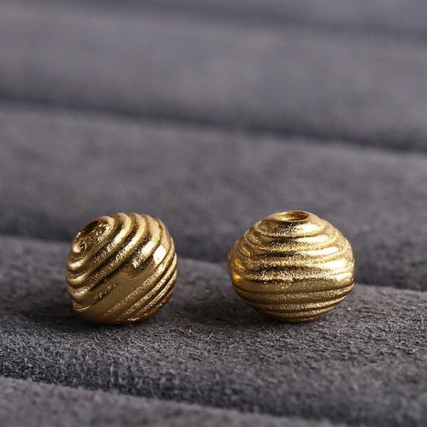 thread pattern square shape gild s925 sterling silver bead, golden square bead - Image 5