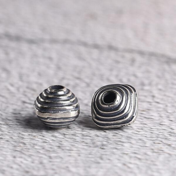 thread pattern square shape s925 sterling silver bead, oxidized silver square bead - Image 5