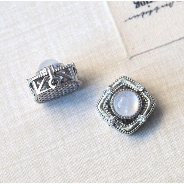 square shape natural moonstone bead inlaid copper bead - Image 6
