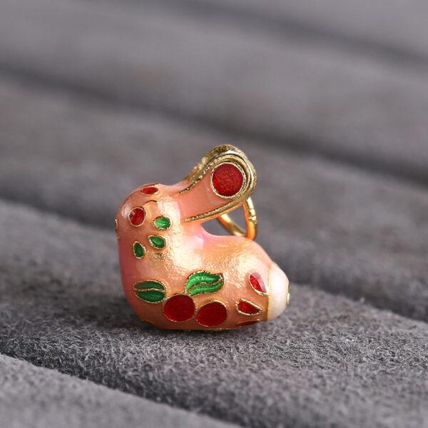nice rabbit shape gild sterling silver charm bead, pink enamel rabbit charm - Image 6