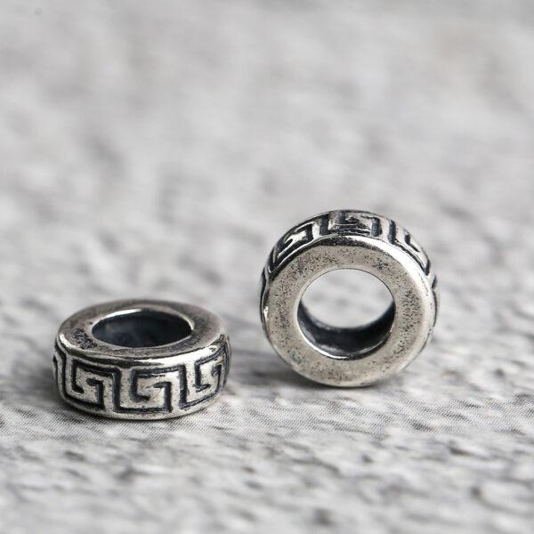 fret pattern ring shape s925 sterling silver bead, oxidized silver ring bead - Image 6