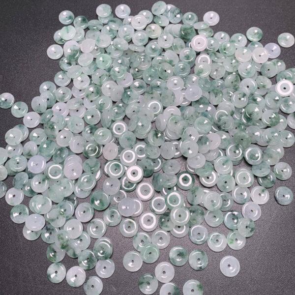 rondelle shape genuine natural mixed green jadeite bead, jade bead - Image 6