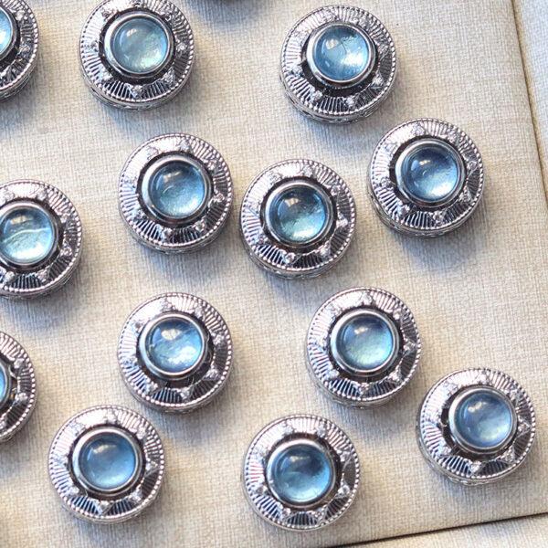round shape natural aquamarine bead inlaid copper bead - Image 6