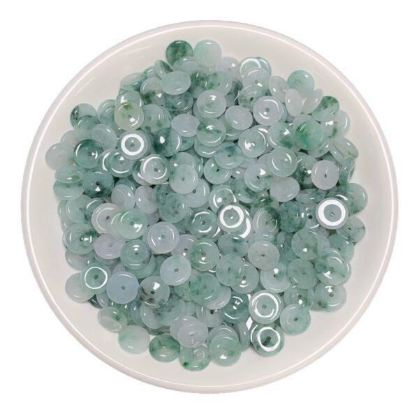 rondelle shape genuine natural mixed green jadeite bead, jade bead - Image 7