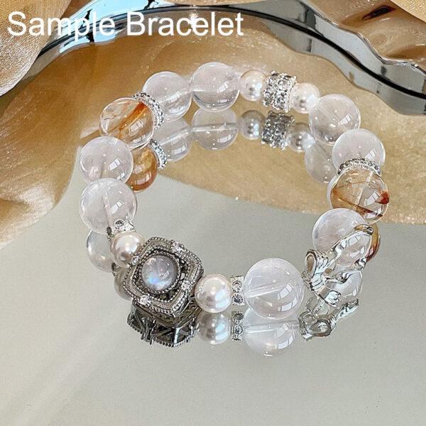 square shape natural moonstone bead inlaid copper bead - Image 7