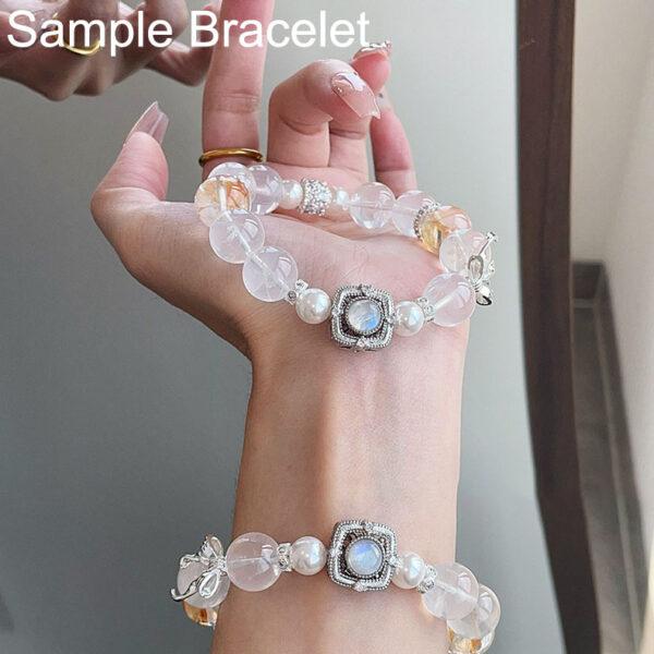 square shape natural moonstone bead inlaid copper bead - Image 8