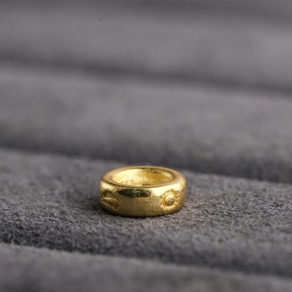 sun pattern gild s925 sterling silver ring bead, golden ring bead - Image 6