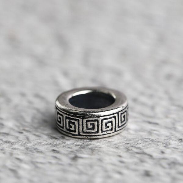 fret pattern ring shape s925 sterling silver bead, oxidized silver ring bead - Image 7