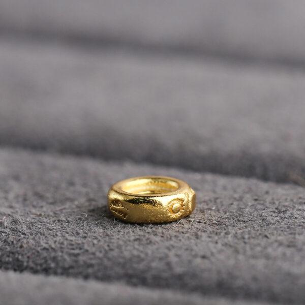 sun pattern gild s925 sterling silver ring bead, golden ring bead - Image 7