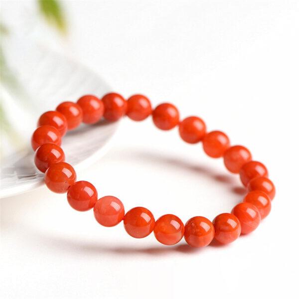 4mm - 12mm round shape red color natural agate beaded bracelet