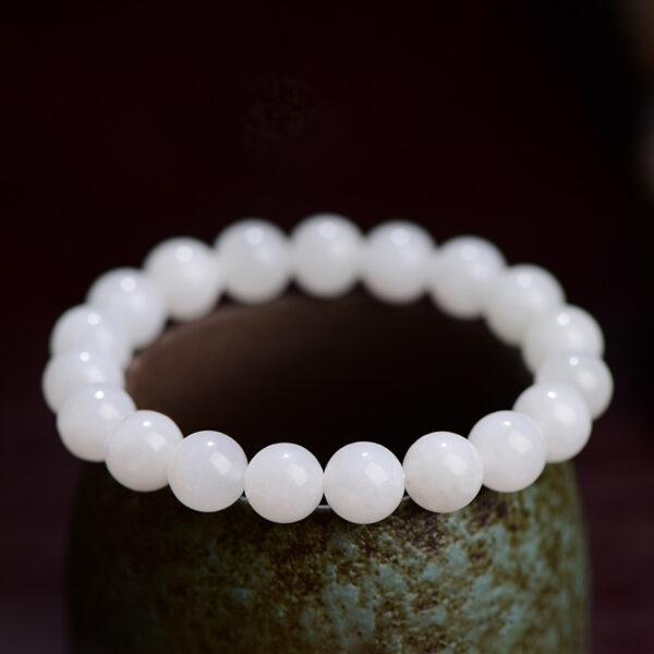 6mm - 11mm round and drum shape natural nephrite jade beaded bracelet