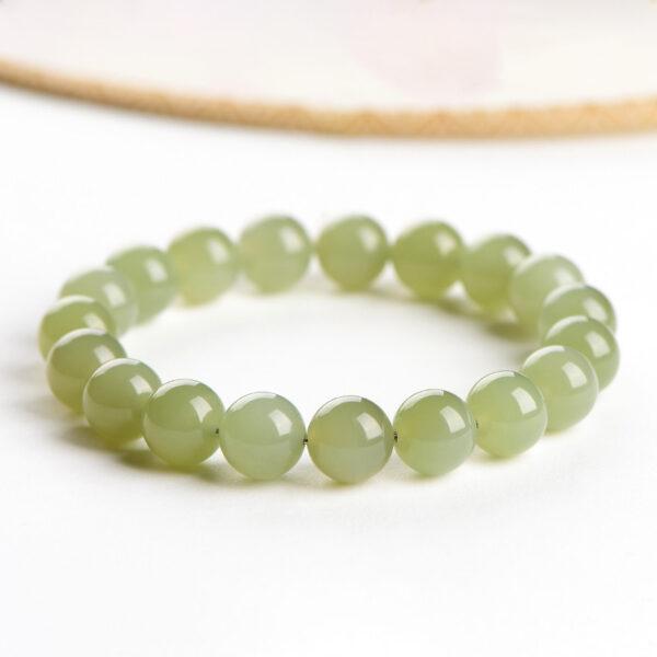 4mm - 10mm round shape natural icy nephrite jade beaded bracelet - Image 2