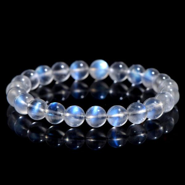 4 - 10 mm round shape 7A natural blue light moonstone beaded bracelet