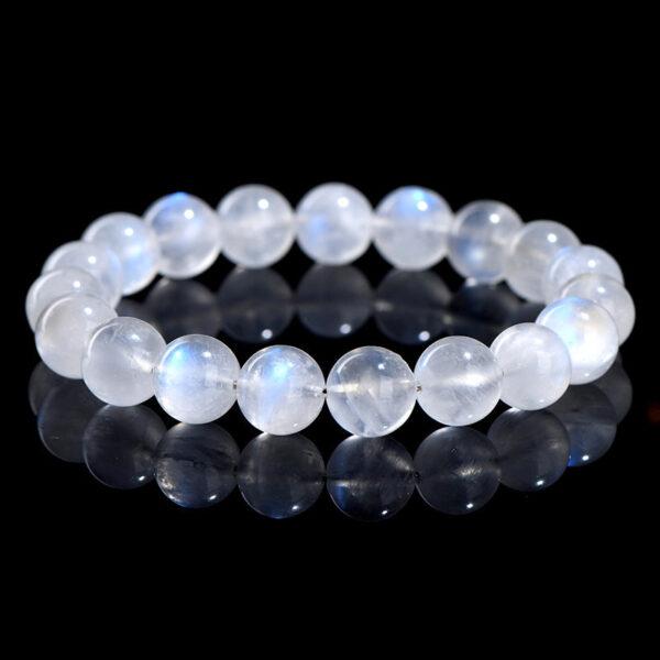 4 - 10 mm round shape 3A natural blue light moonstone beaded bracelet