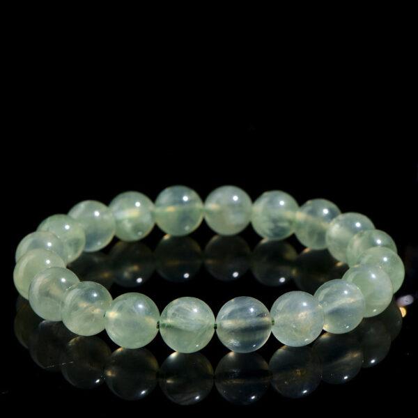 3.8mm - 10mm round shape 5A natural prehnite beaded bracelet - Image 2