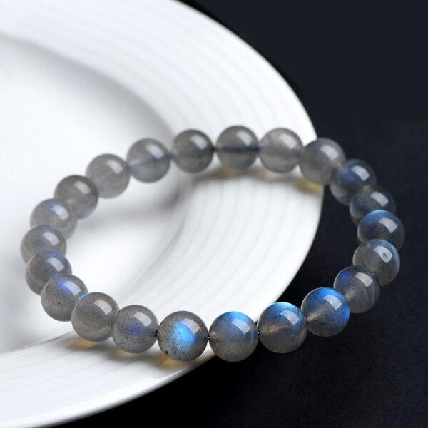 5 - 10 mm round shape 3A genuine natural blue light gray moonstone beaded bracelet