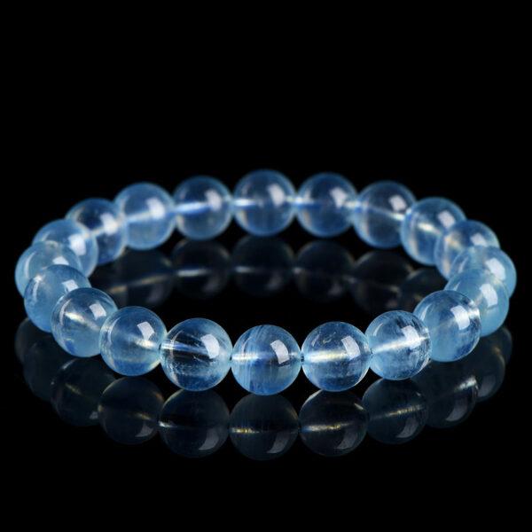4 - 12mm round shape 6A genuine natural aquamarine beaded bracelet