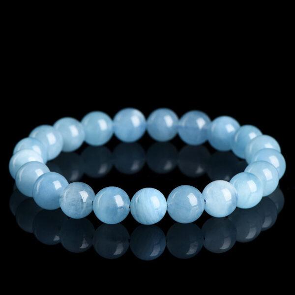 4 - 12mm round shape 4A genuine natural aquamarine beaded bracelet