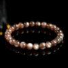 7 - 9mm round shape 7A genuine natural black gold sun stone beaded bracelet