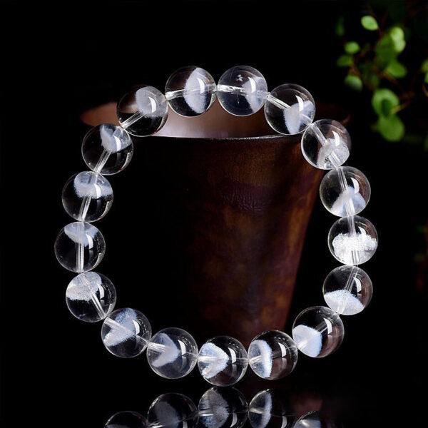8mm - 12mm round shape genuine natural white phantom quartz beaded bracelet